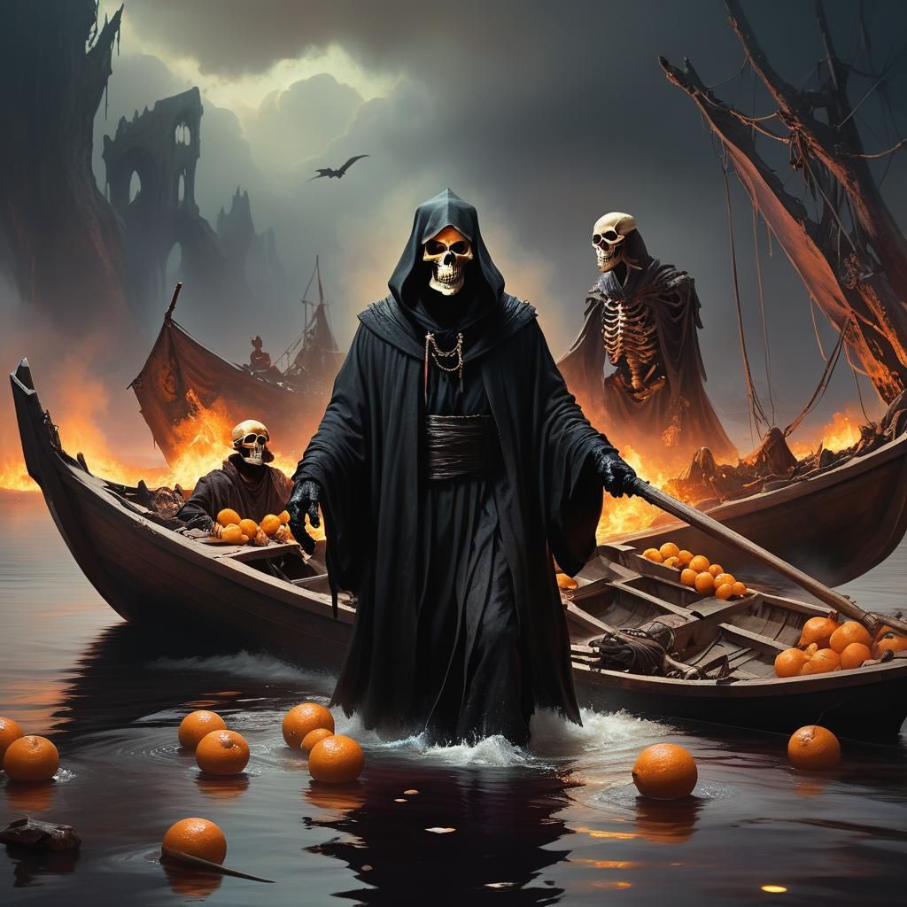 Charon Escorts Nixon Goblin: Hyperrealistic Concept Art