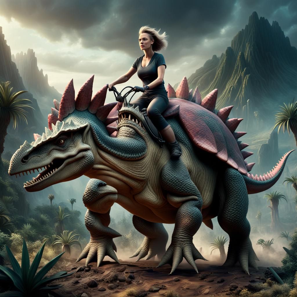 Riding a Stegosaurus