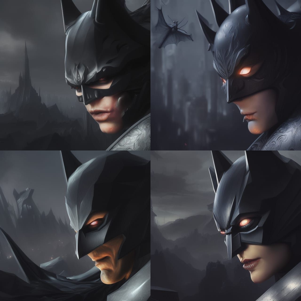 Batman in Dramatic Dark Street Scene