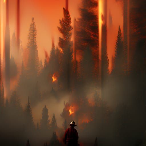 Firefighter in Burning Forest by Alex Prager & Edward Weston