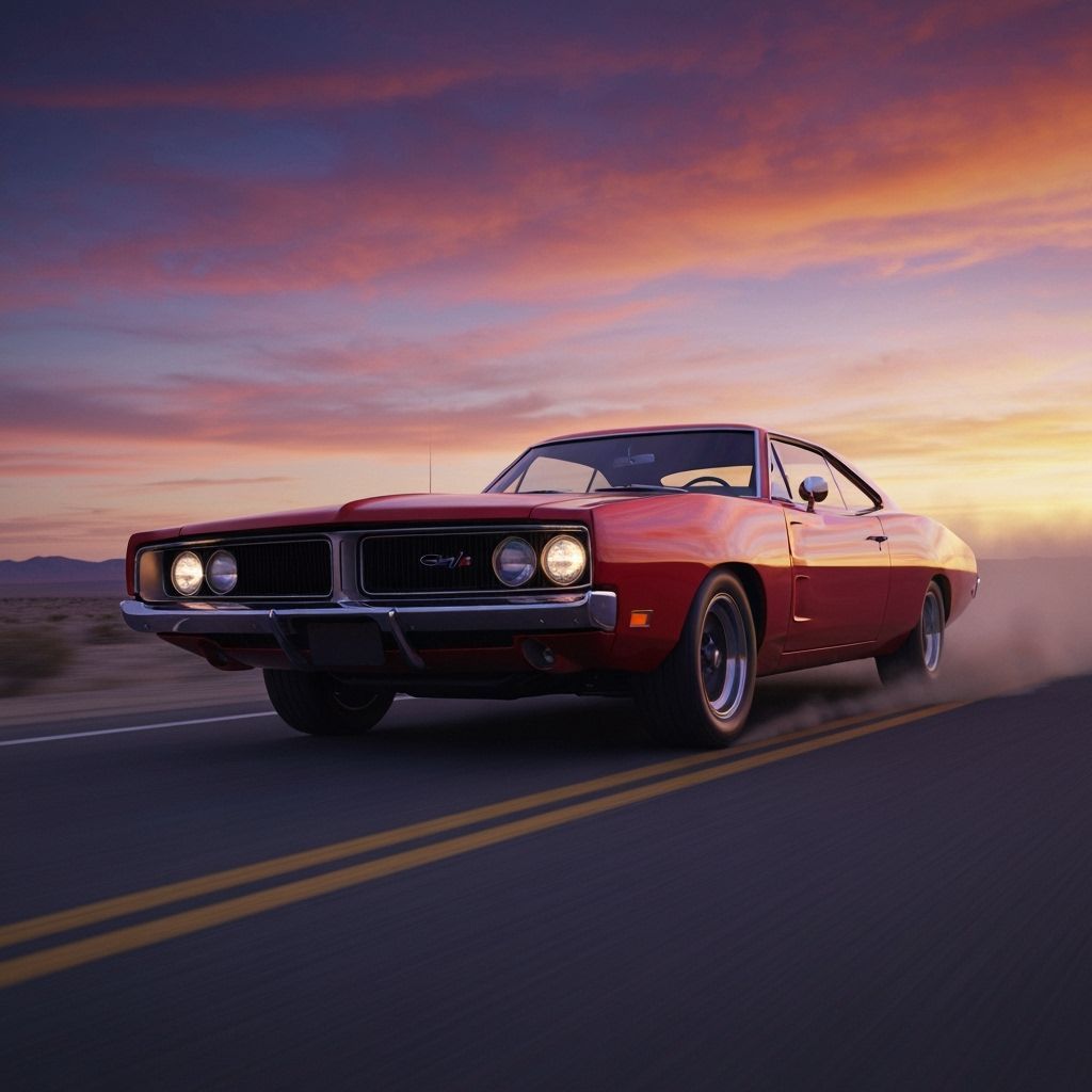 1969 Dodge Charger R/T Speeds Down Desert Highway