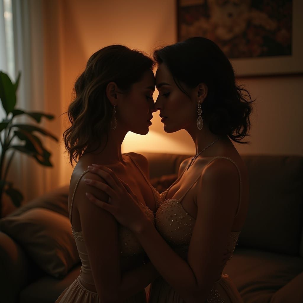 Romantic Kiss: Hyperrealistic Photography of Lesbian Couple