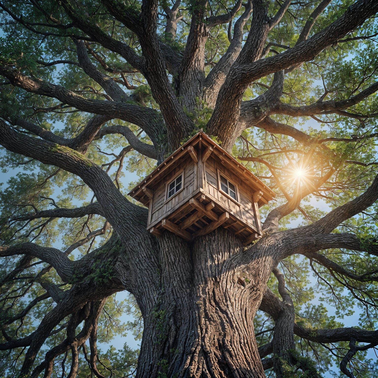 Whimsical Pine Tree Hut at Evening