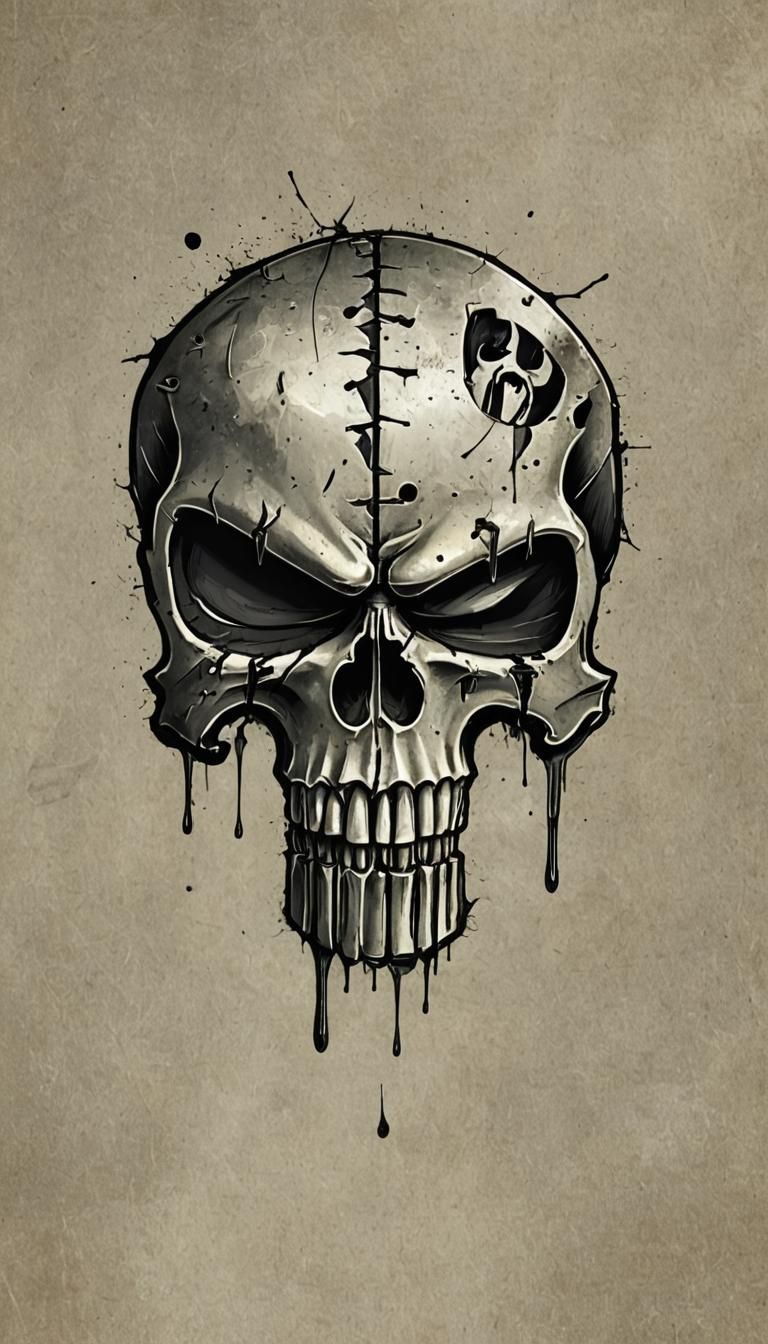 Punisher Skull Bass Guitar Neck Design