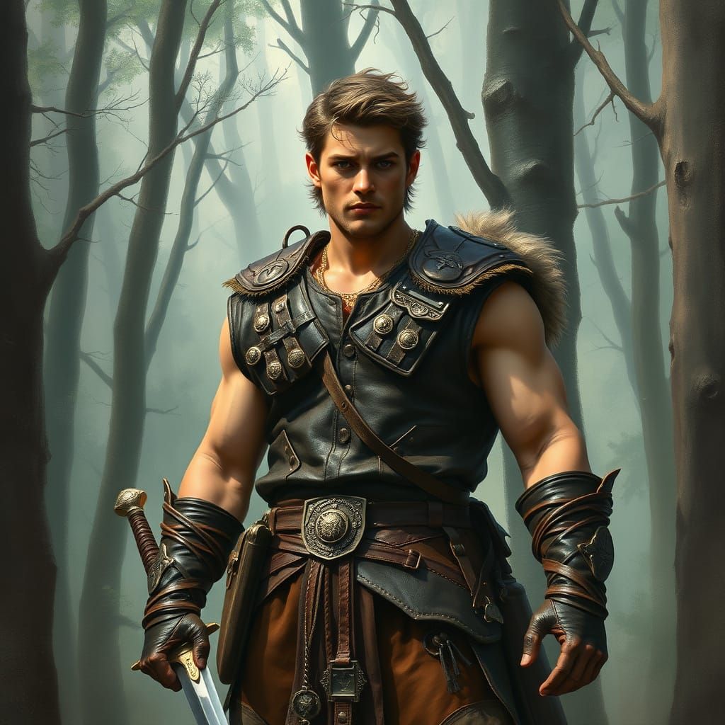 Heroic Warrior in Dramatic Landscape