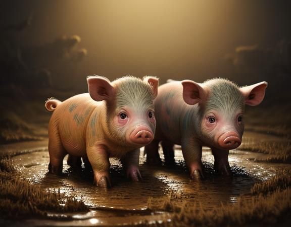 Piglets Playing: An Impasto Masterpiece