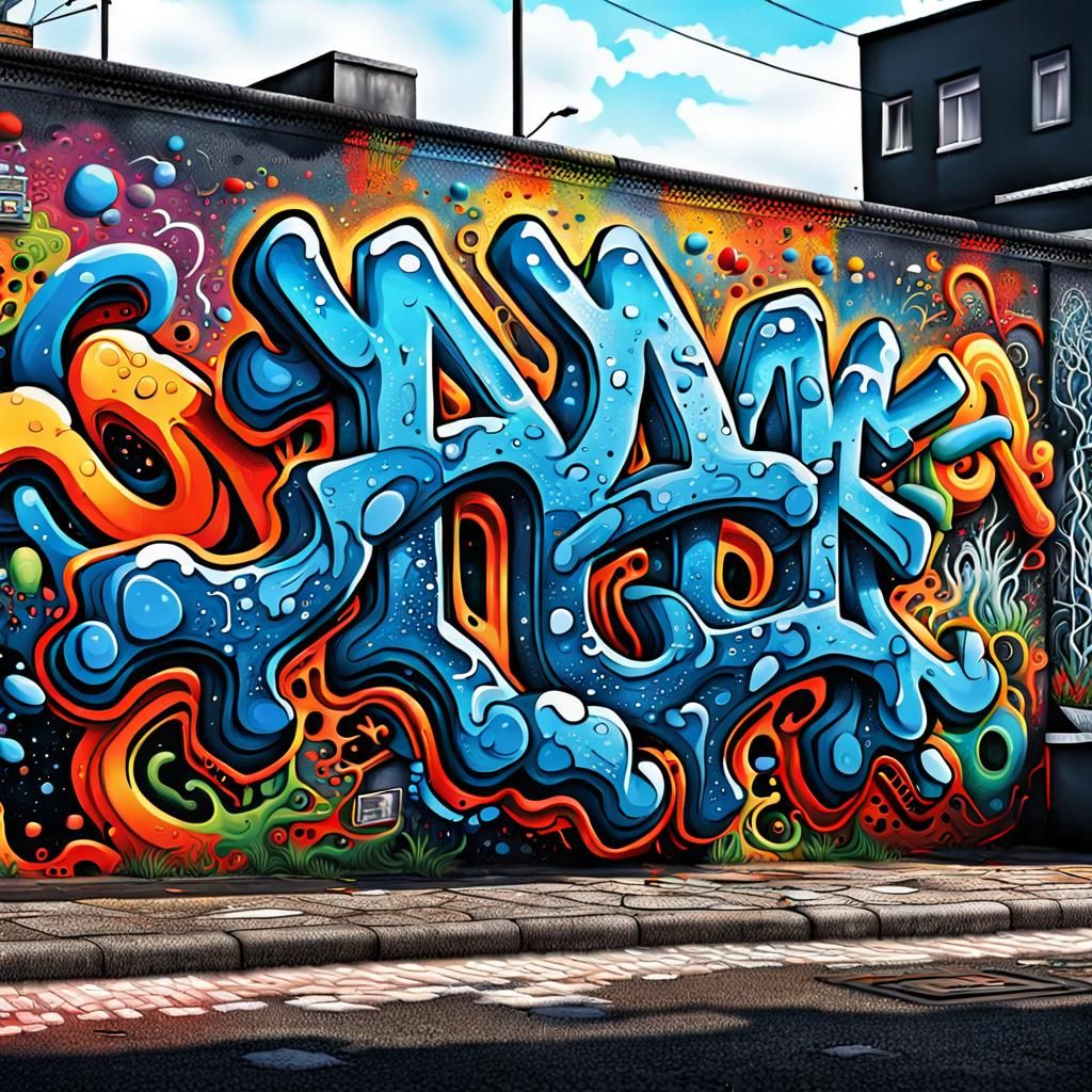 Detailed Graffiti Art in Digital Matte Painting Style