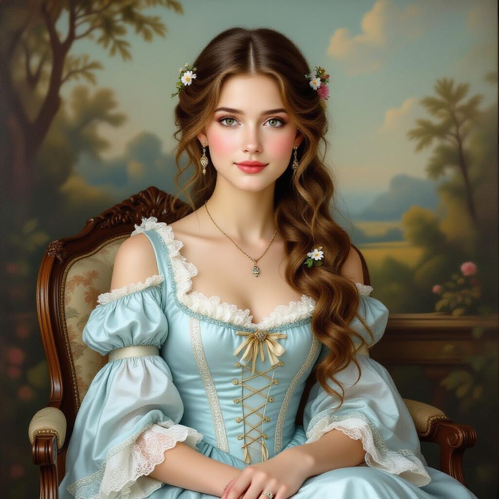 Victorian Bohemian Princess in Dreamy Landscape