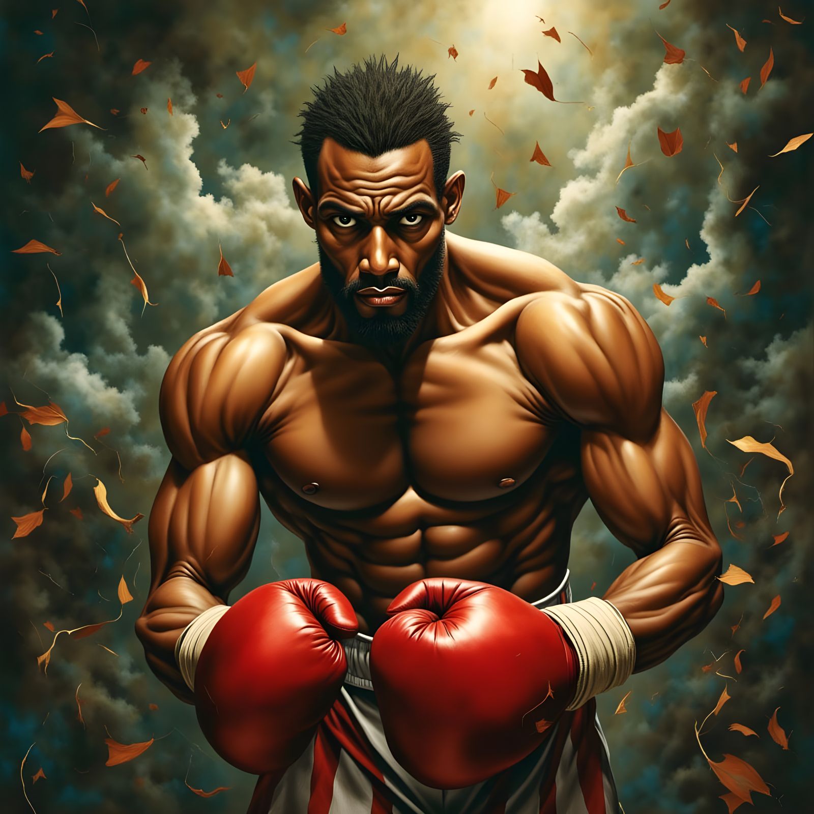 Dynamic Boxer in Slovenia, Ominous Matte Painting Style