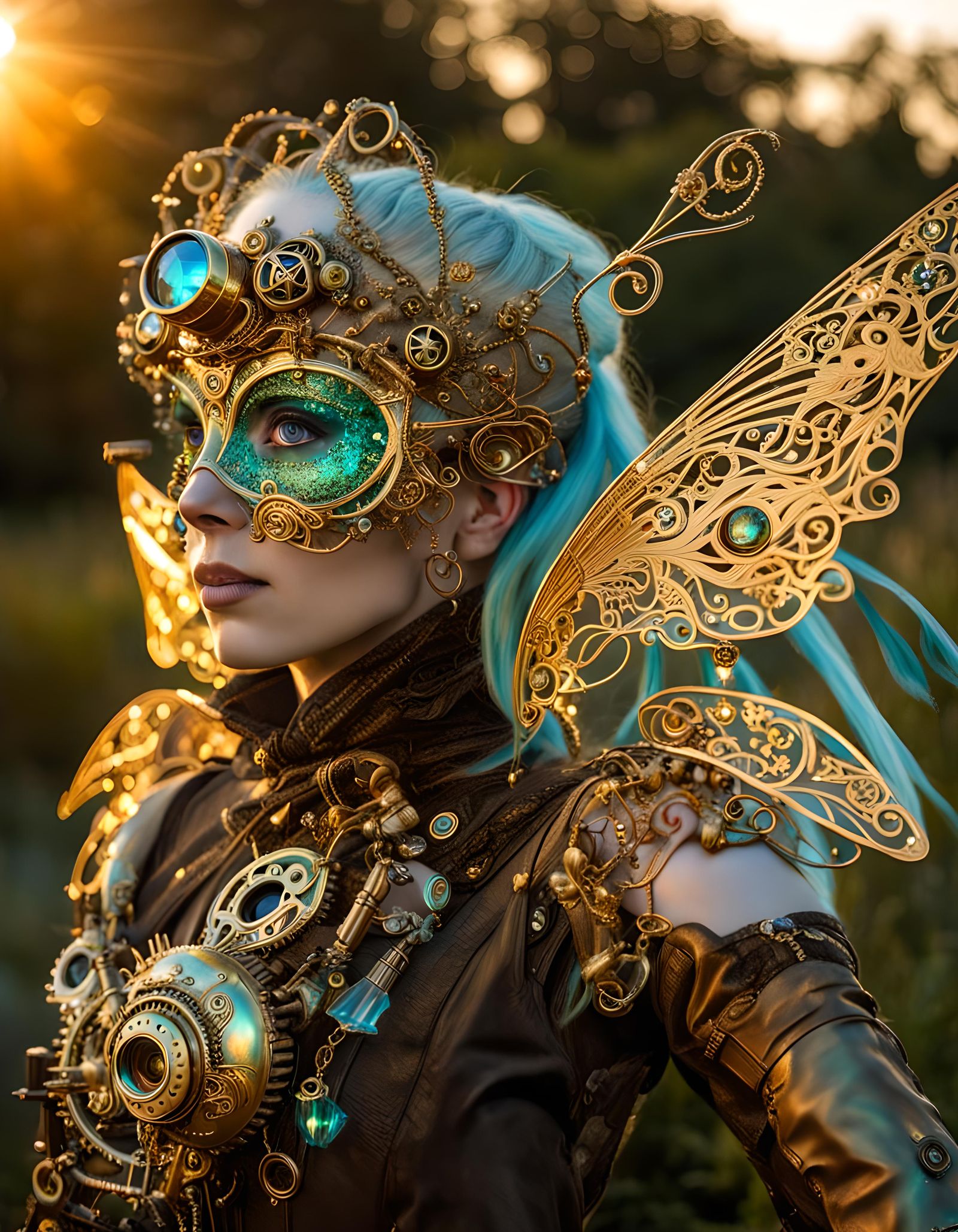 Steampunk Fairy with Crystal and Filigree Mask