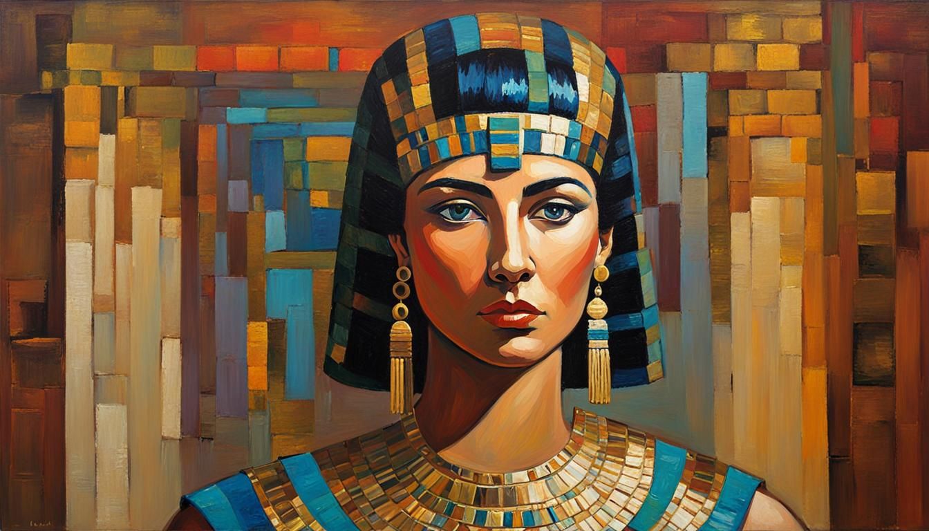 Cleopatra portrait neo-impressionism expressionist style oil painting, smooth post-impressionist impasto acrylic paintin...