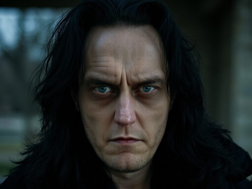 Dark Visionary Anarchist with Intense Gaze