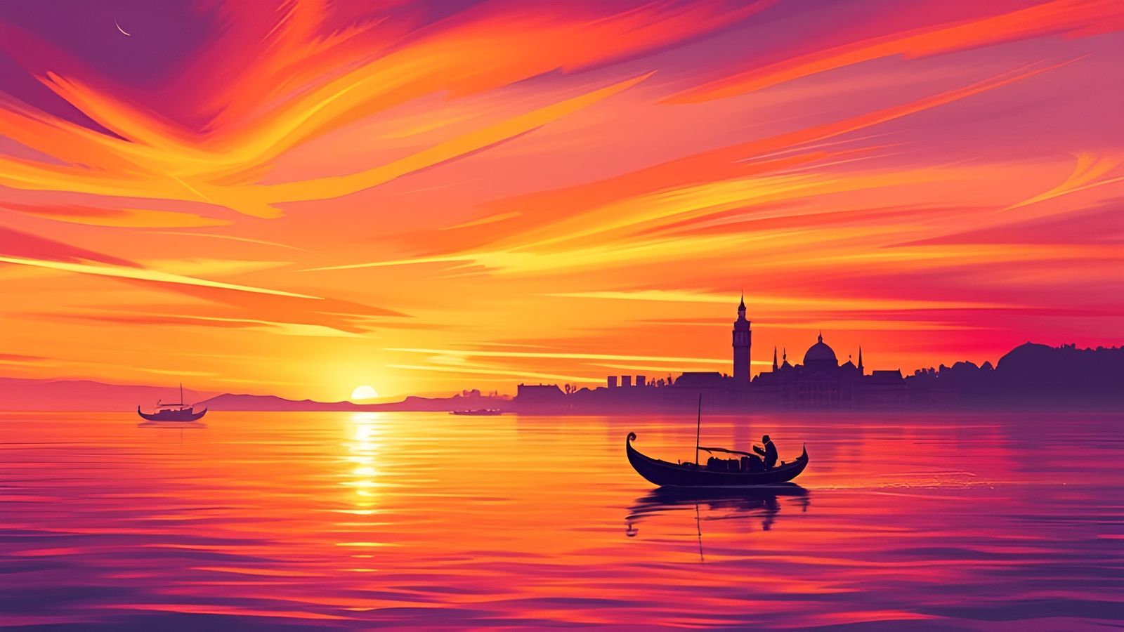 Serene Coastal Sunset Landscape in Airbrush Style