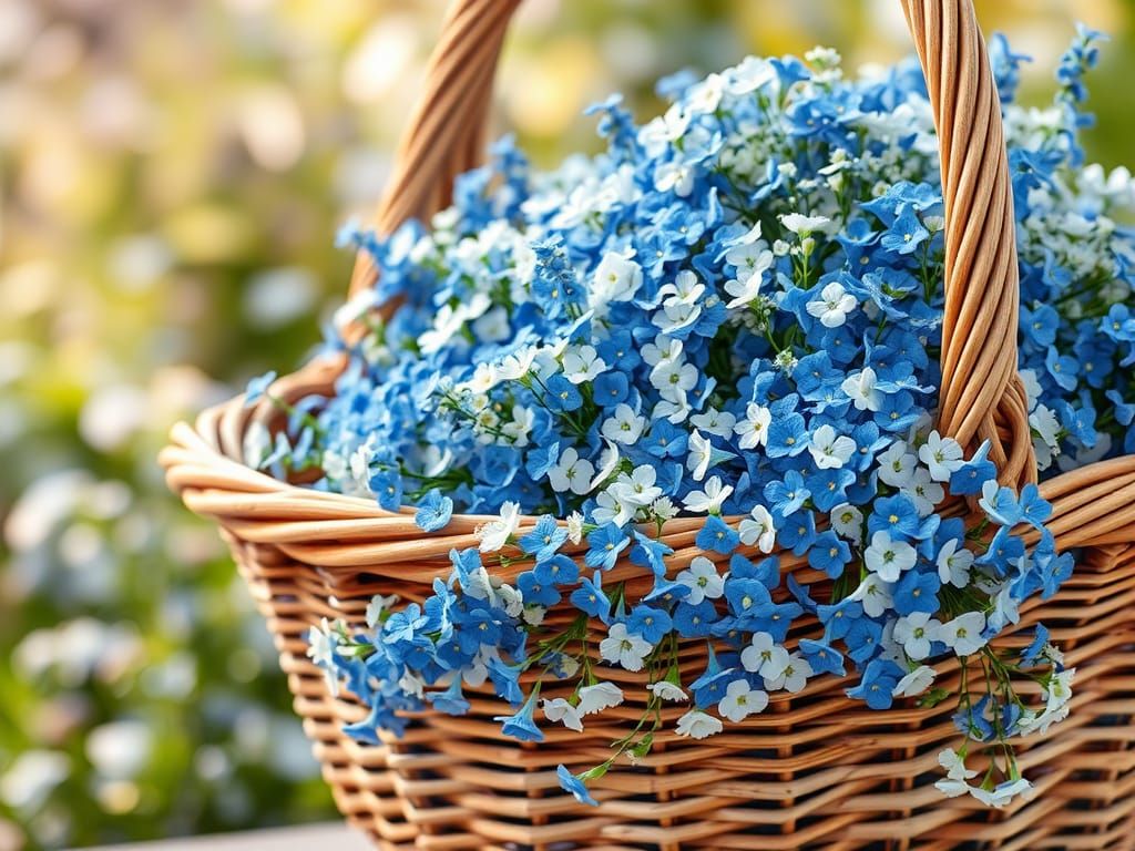 Ethereal Wicker Basket Blooms in Impressionist Style