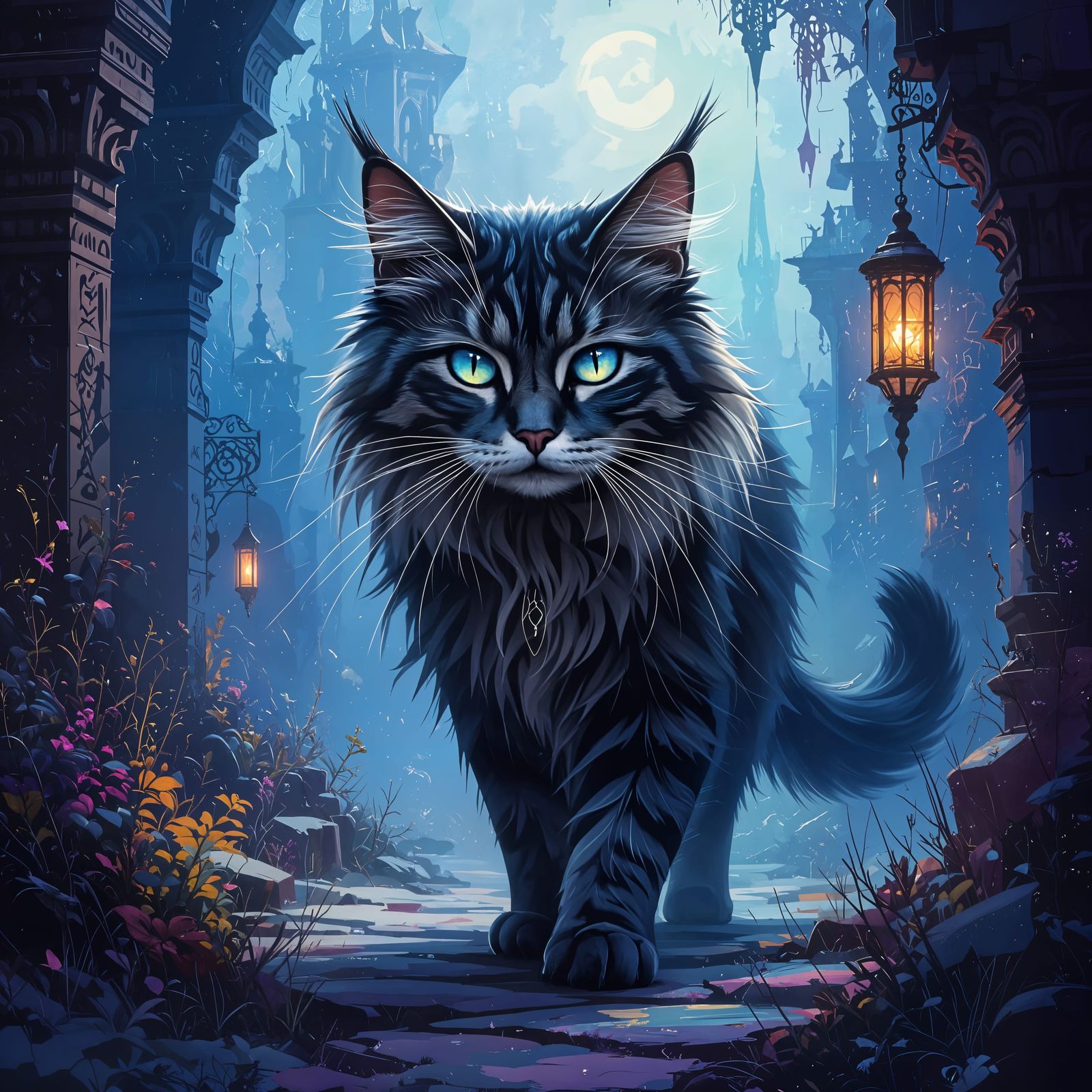 The Cat Who Walked: A Detailed Oil Painting