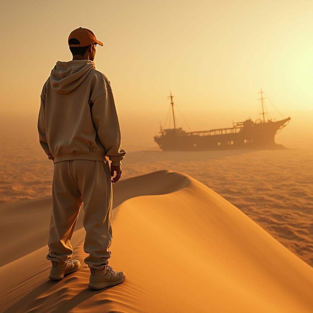 Majestic Desert Wasteland in Golden Light