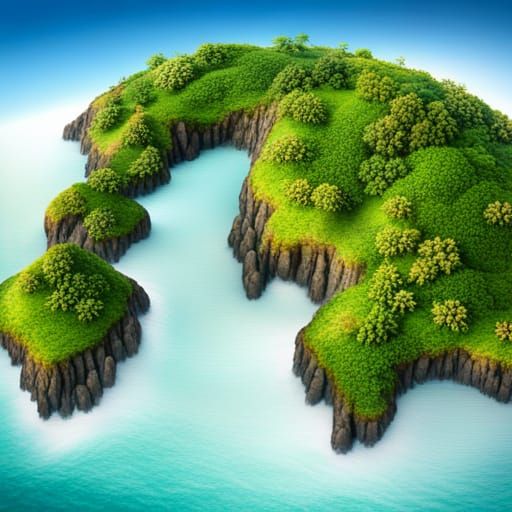Realistic Top-Down Map of a Large Island