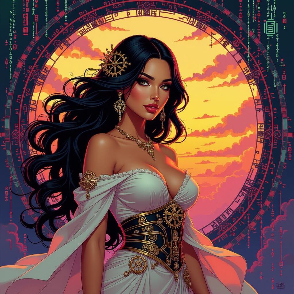 Clockwork Goddess in Art Nouveau Style