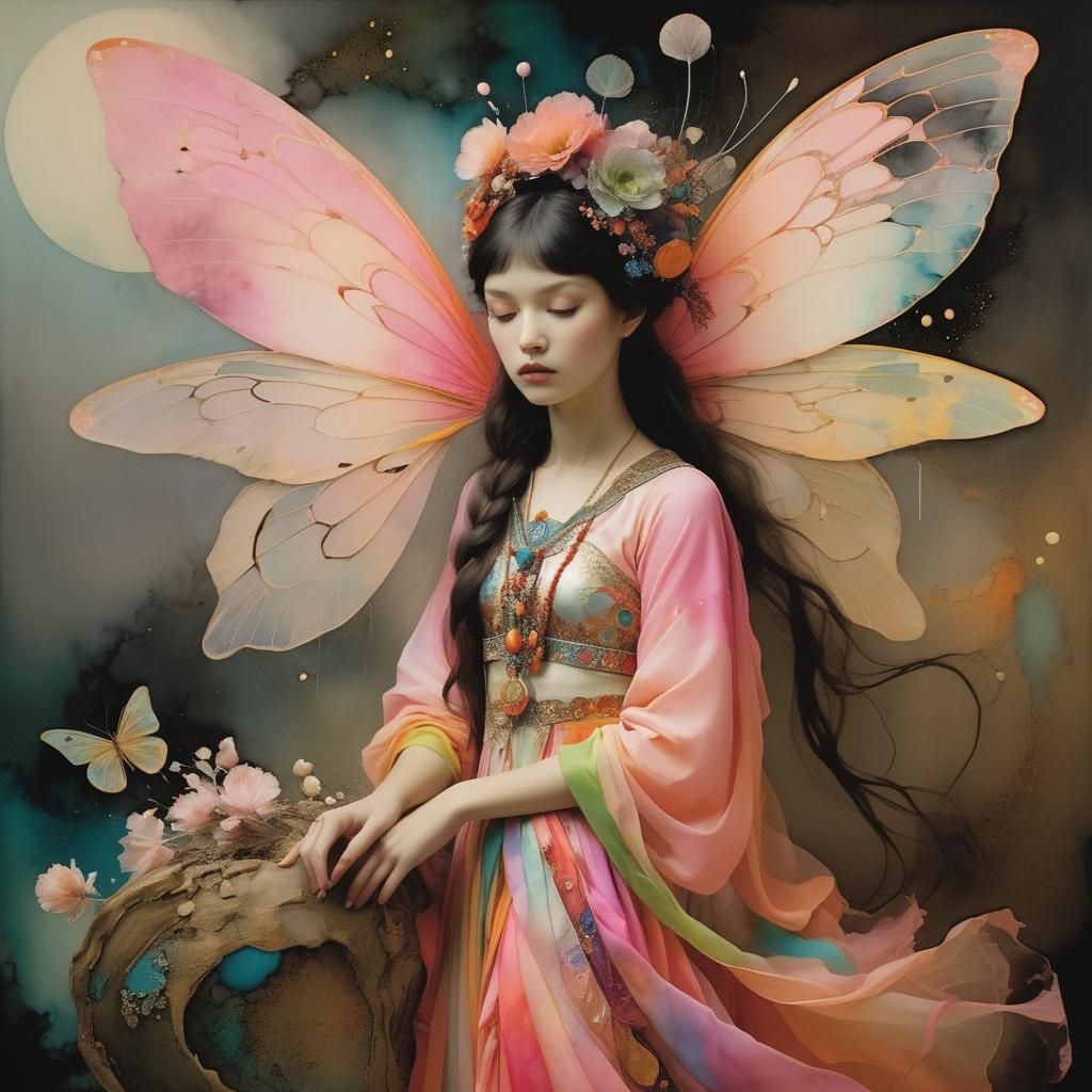 Magical Arabesque in Liquid Alcohol Ink with Triadic Colors