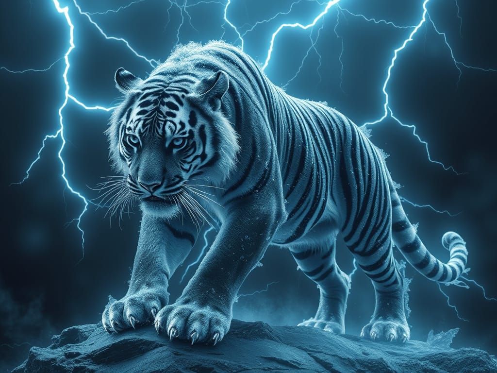 Legendary Tiger Emerge from Dark Lightning Frost