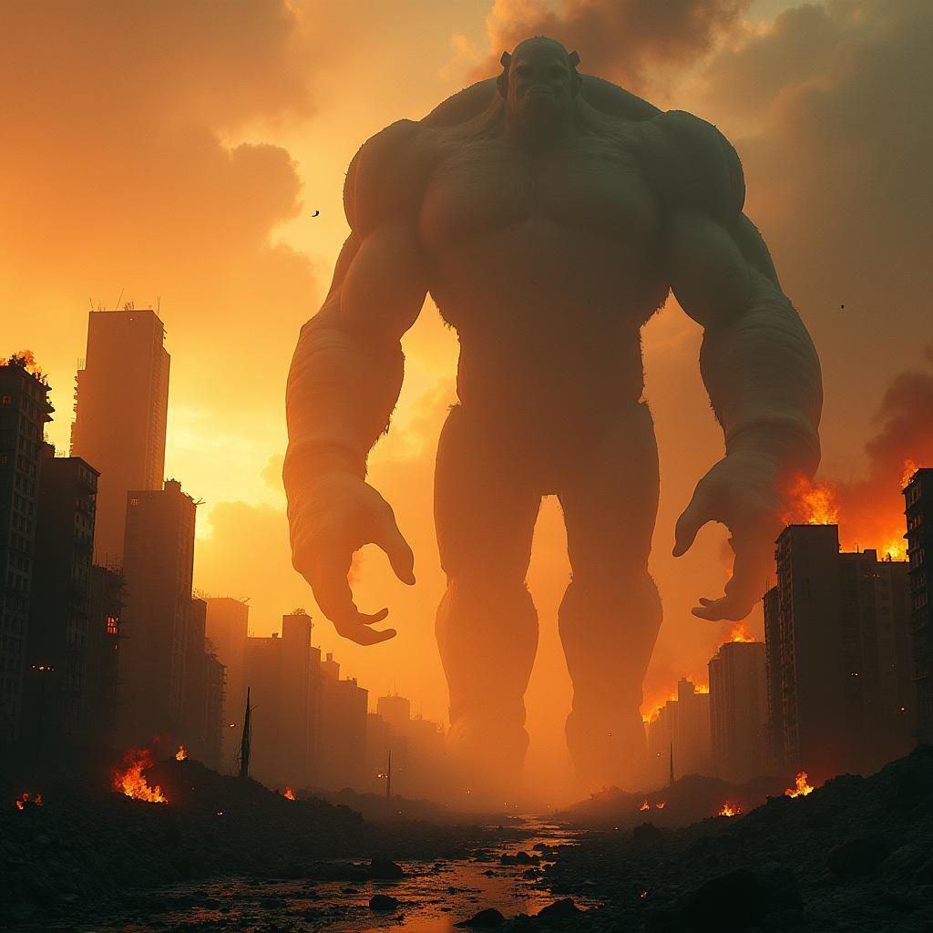 Giants Wreak Havoc on Burning Earthscape