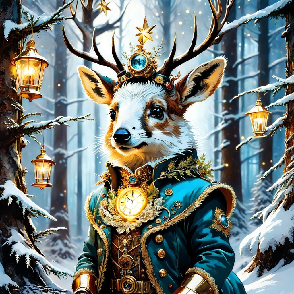 Steampunk Christmas Tree in Enchanted Forest