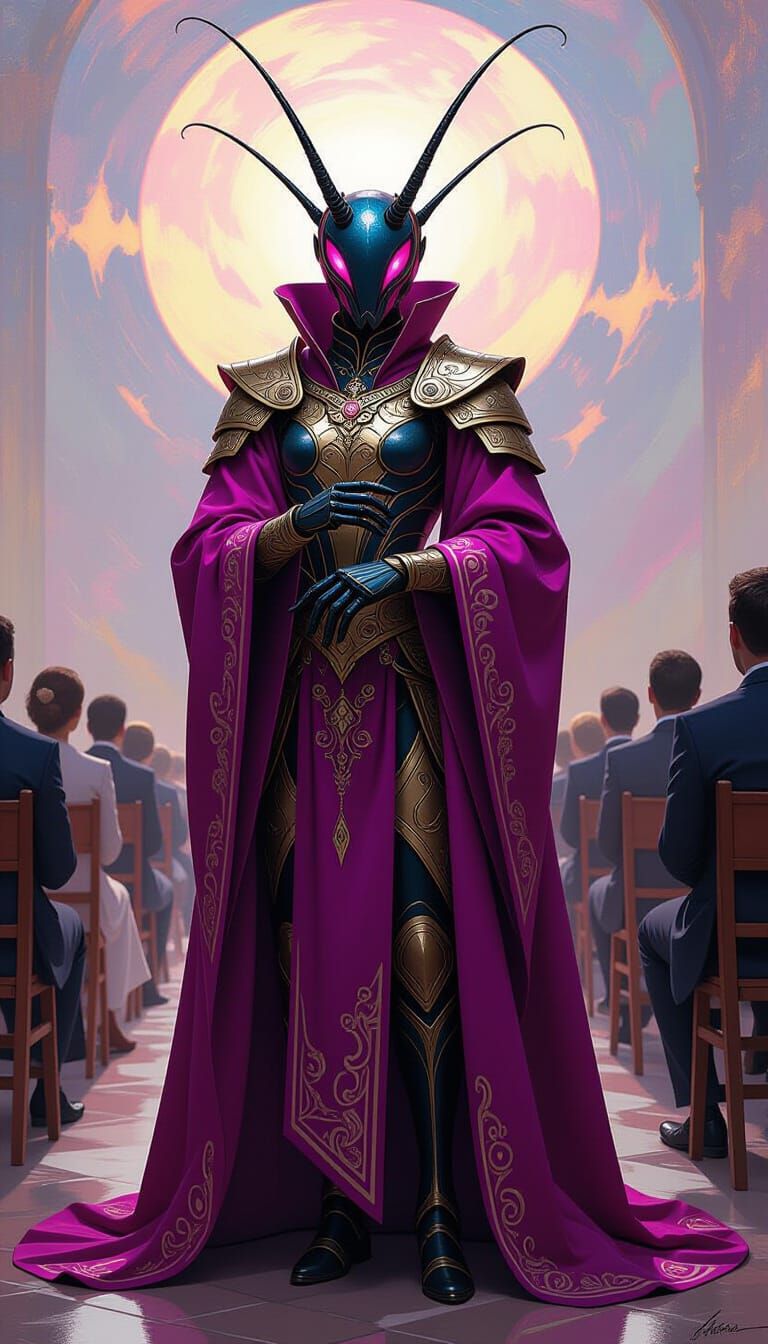 Alien Insectoid Royal Leader in Impressionist Style