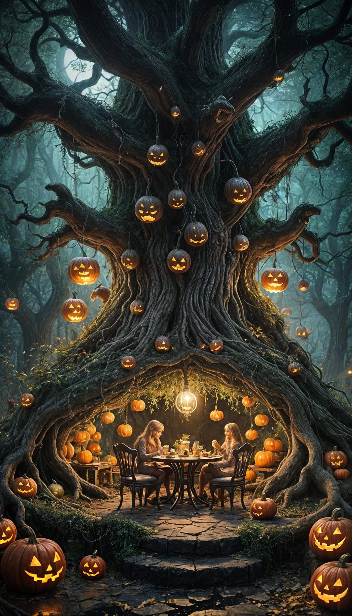Enchanted Halloween Cafe Inside Giant Oak Tree