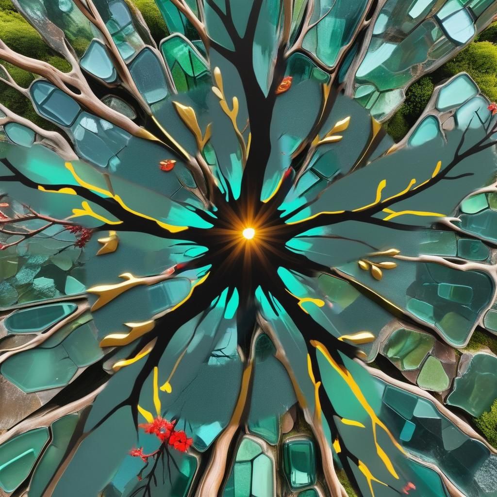 Stately Ancient Glass Tree Sculpture