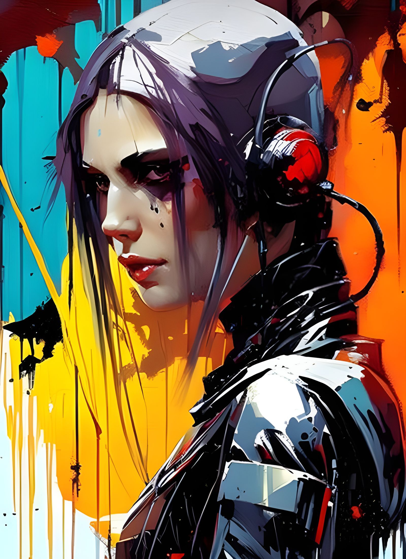 Cyberpunk Woman Portrait in Speedpaint Style