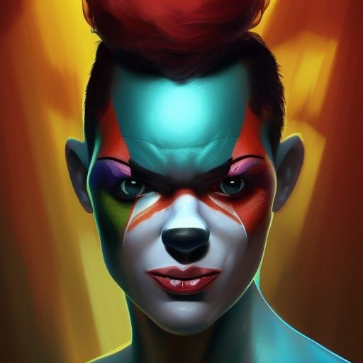 Boxing Clown Portrait in Hyperdetailed Style