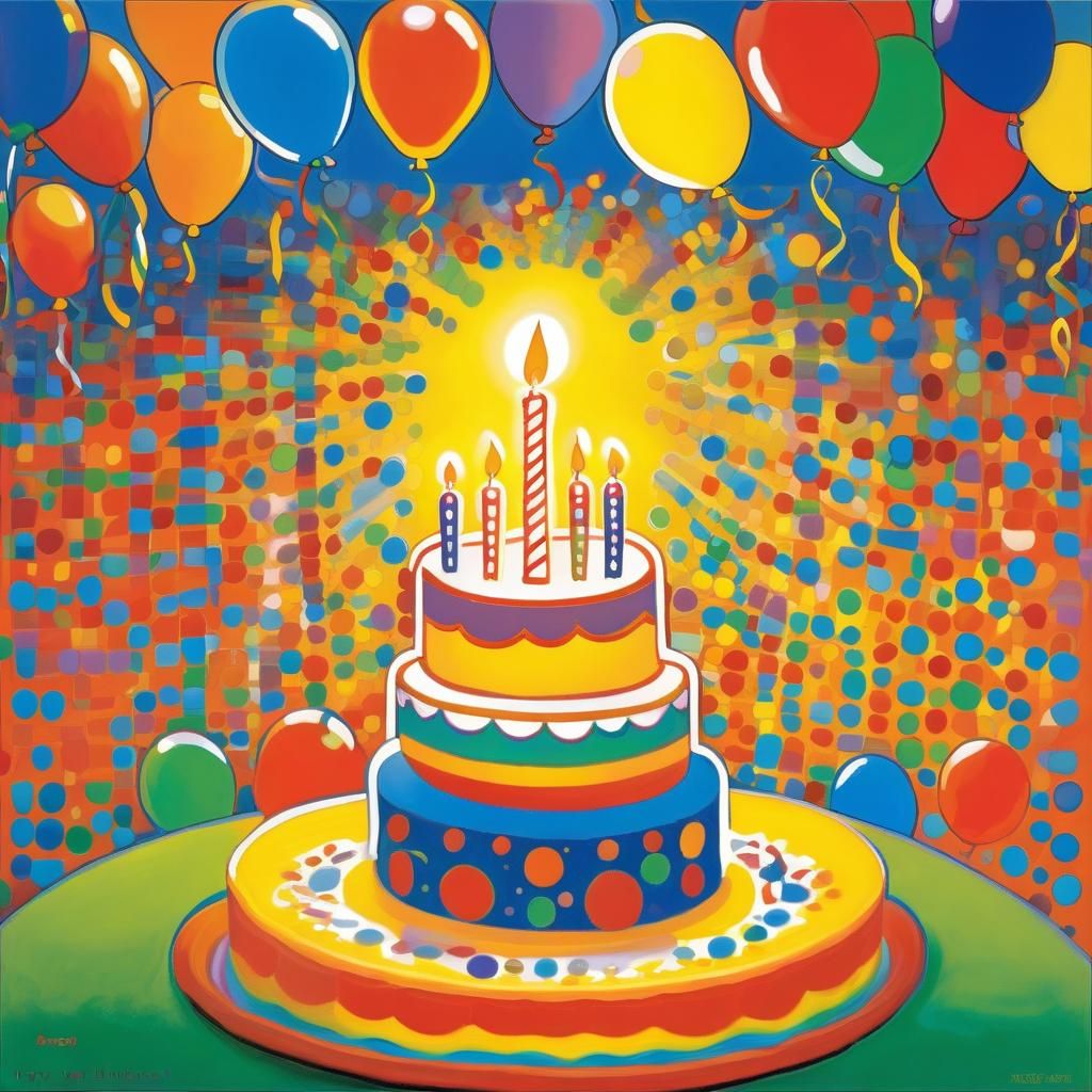 Psychedelic Pointillist Birthday Celebration