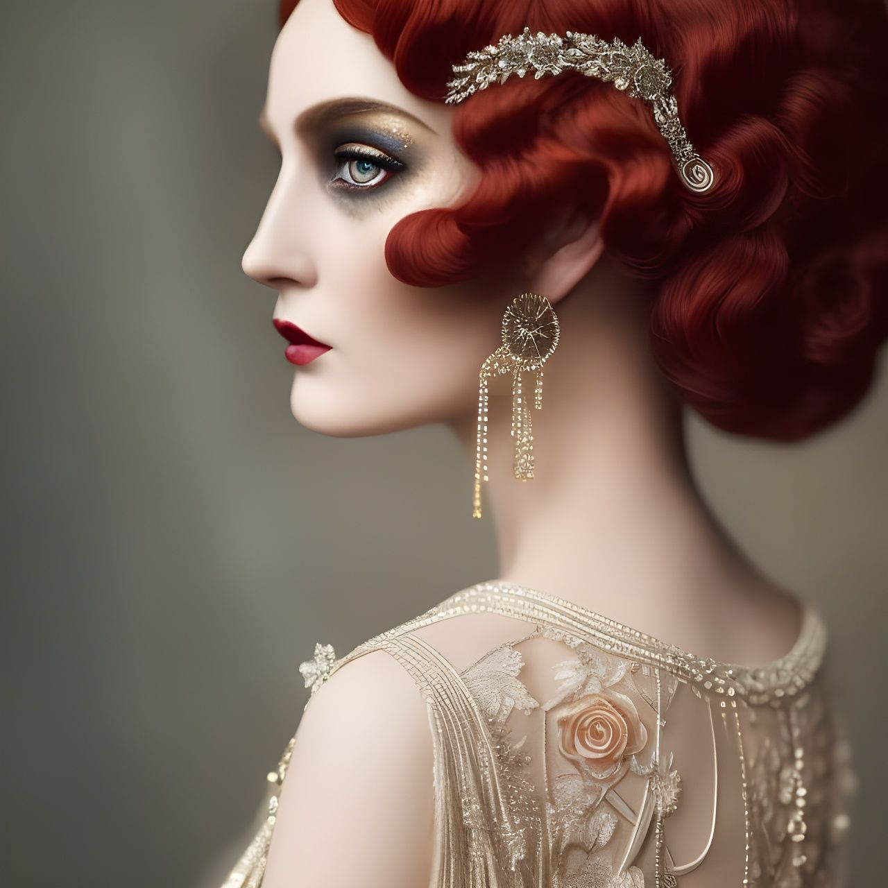 Elegant 20s Flapper in Hyper-Detailed Digital Illustration