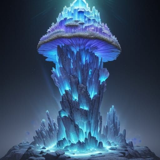 Radiant Crystal Fungus Creature With Star Eyes