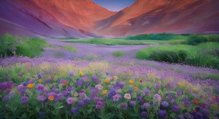 Whimsical Nighttime Landscape with Celestial Beauty