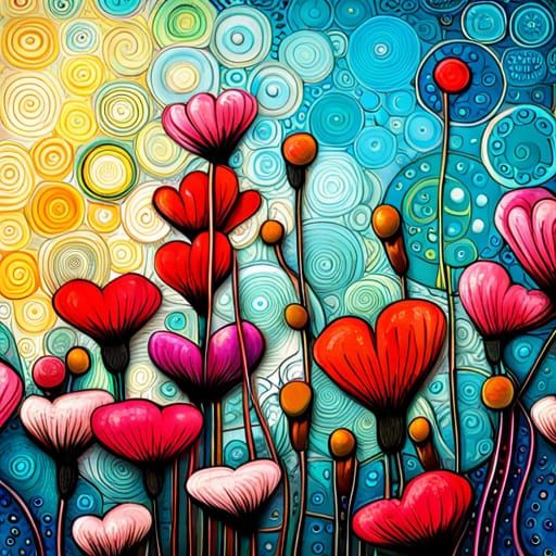 Floral Heart: Mixed Media Digital Art