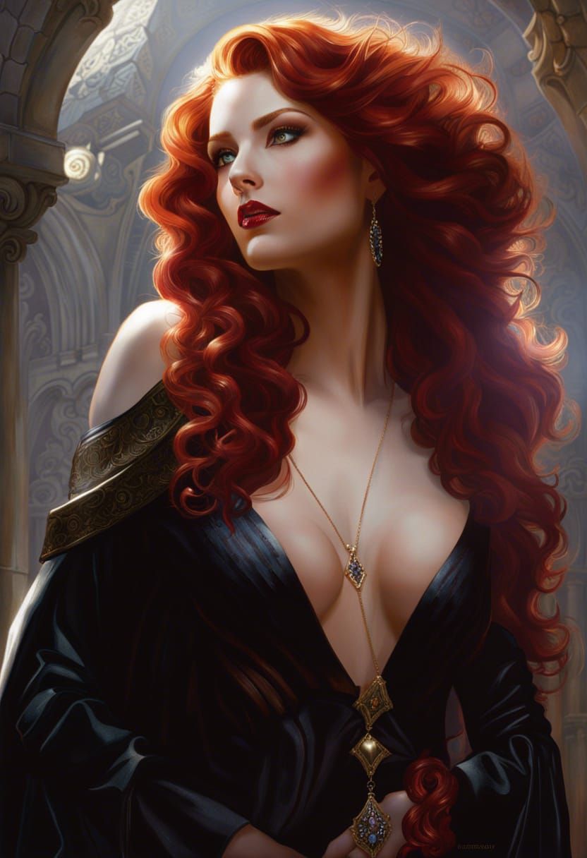 Captive Vampire with Red Hair: A Digital Masterpiece