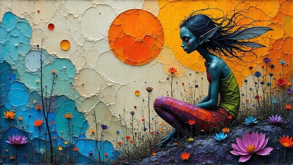 Mystical Goddess in Kawai-Giger Neo-Impressionism