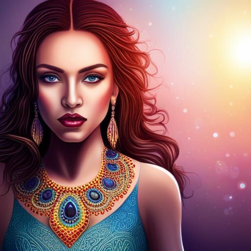 Woman in Sapphire and Diamond Dress