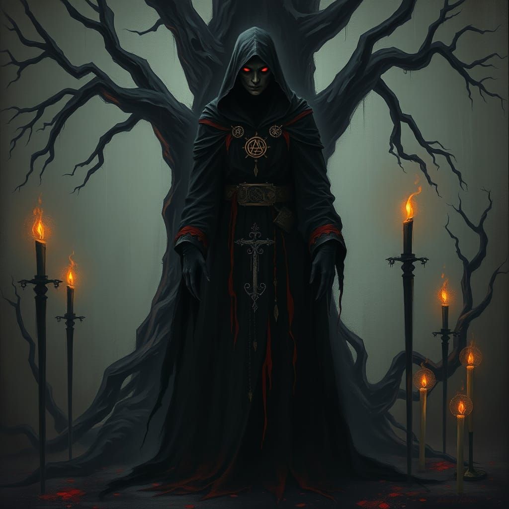 Dark Occult Sorceress in Shadows