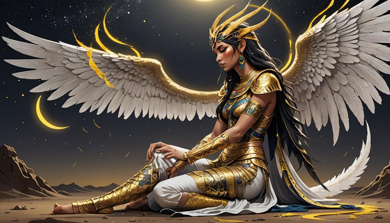 Egyptian Angel Warrior in Anime 3D Art Style