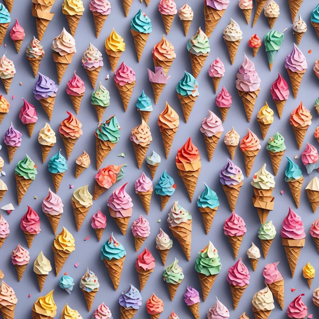 Origami Ice Cream Papercraft in 8K Resolution