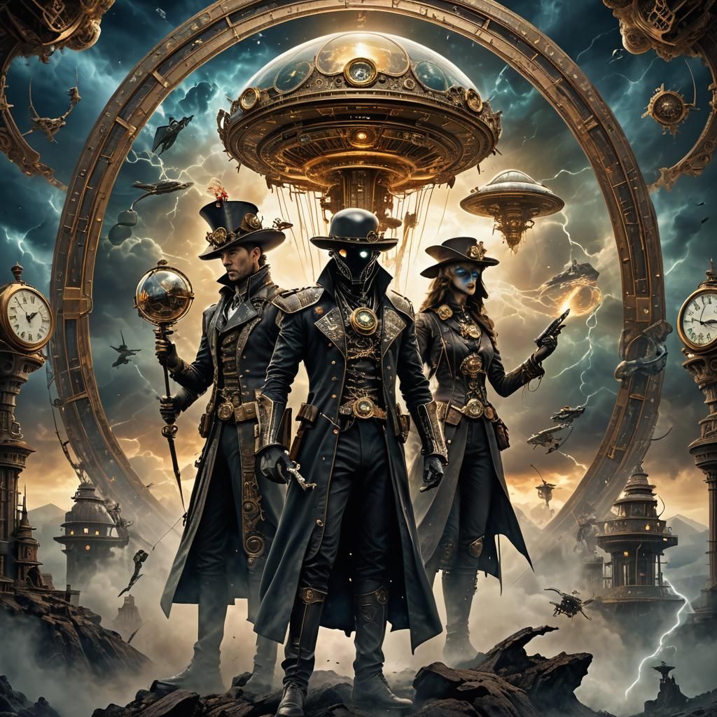 Steampunk Aliens in Celestial Triple Exposure