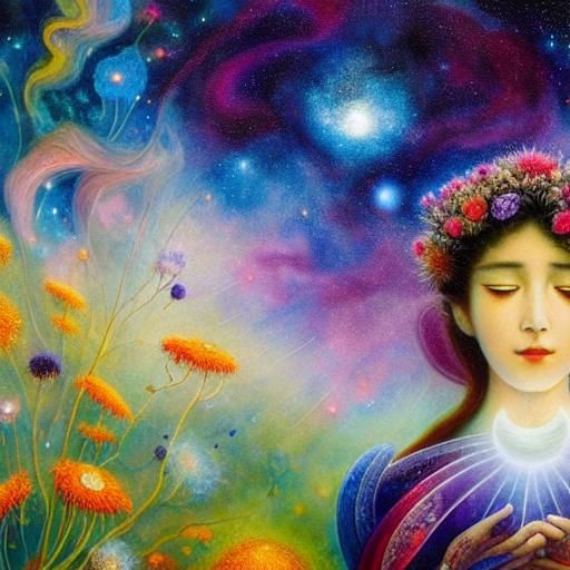 Woman Holding Galaxy: Watercolor Fairytale in 8K