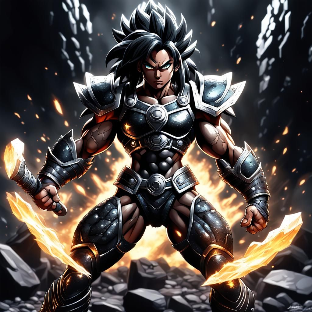 Powerful Saiyan Warrior Woman Unleashing Shadow Blast