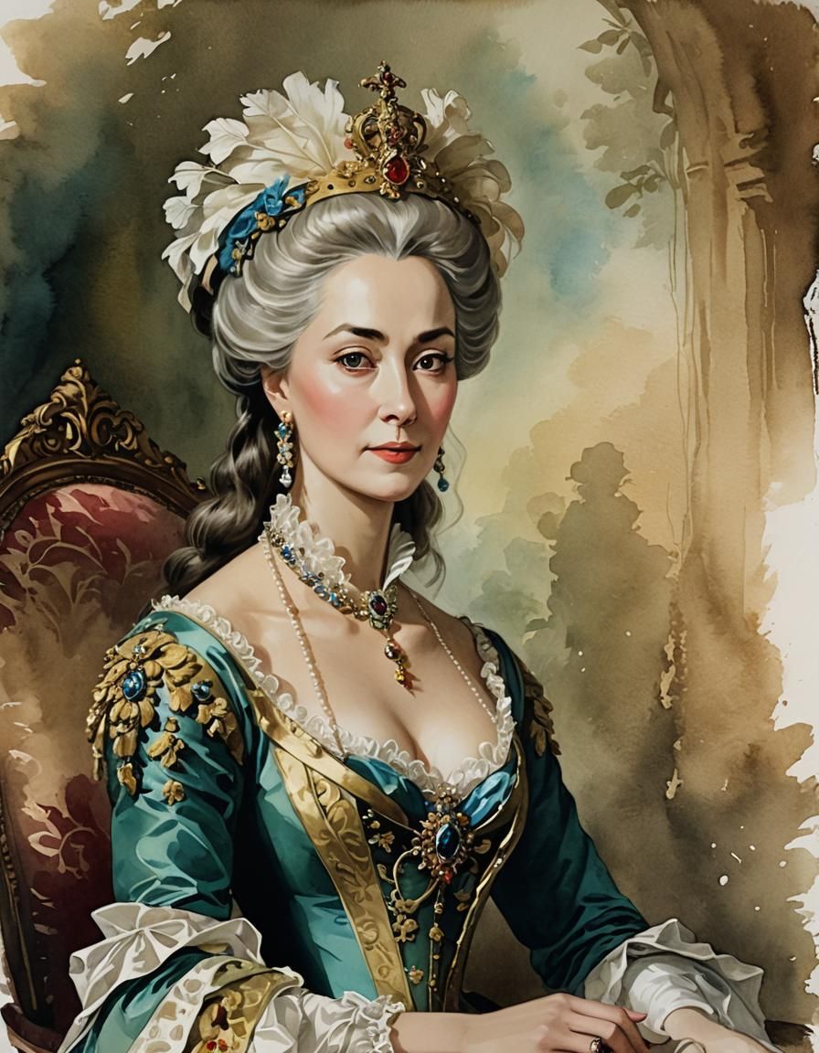 Catherine the Great: Storybook Cel-Shaded Portrait