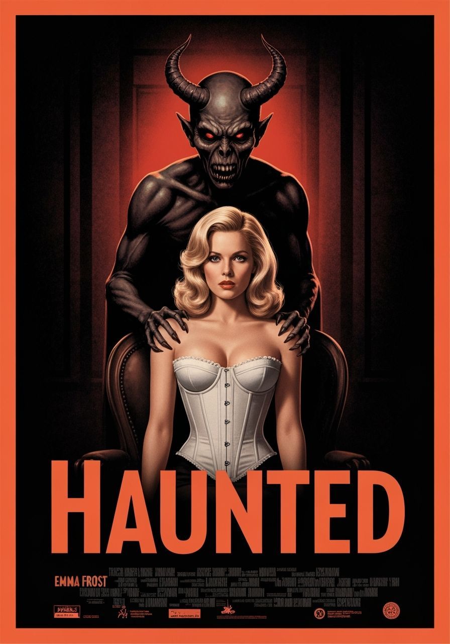 Haunted Film Poster: Bauhaus Style Demonic Encounter