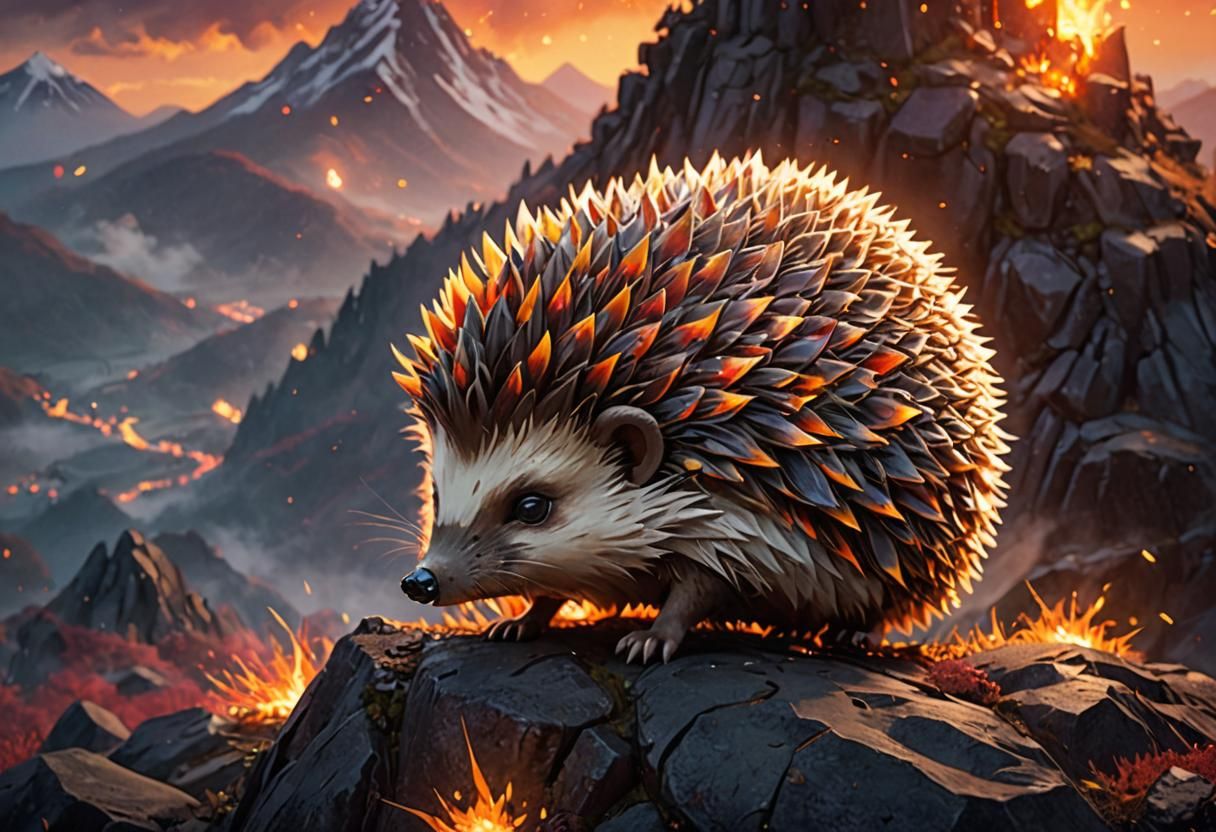 Anime Hedgehog with Flaming Spikes in 3D