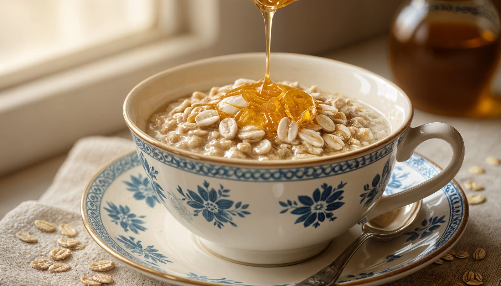 Cozy Oatmeal Bowl with Honey Drizzle