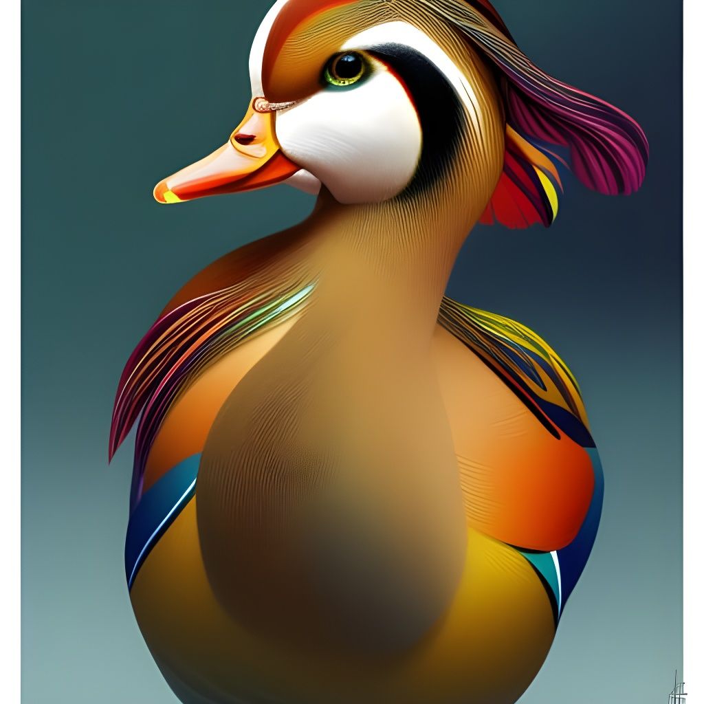 Colorful Duck Woman Portrait in Hyperrealistic Style